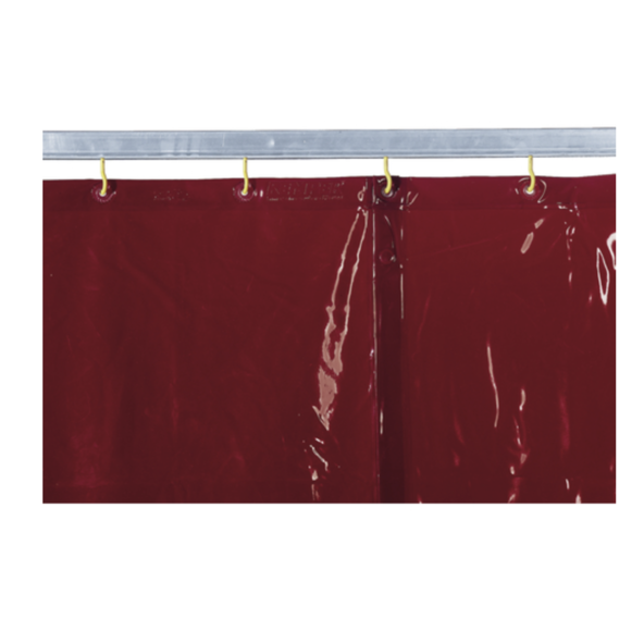 Schweißerschutzvorhang rot, DIN EN ISO 25980 - H 1.800 x B 1.300 mm, 1,50 kg, Dicke = 0,4 mm